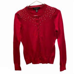 Central Park West NY Beaded Cardigan Red Small